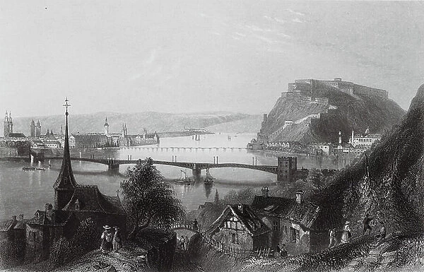 Coblentz and Ehrenbreitstein, Rhine (engraving)