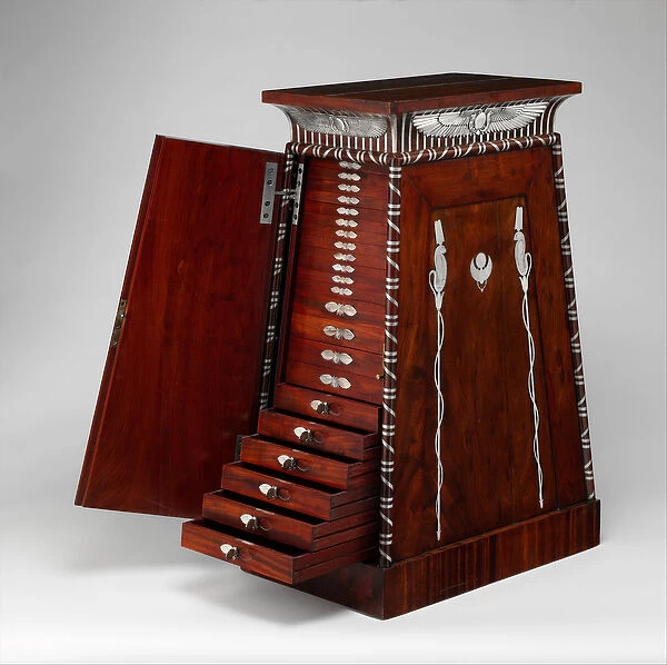 Coin cabinet, c. 1815 (mahogany and silver)