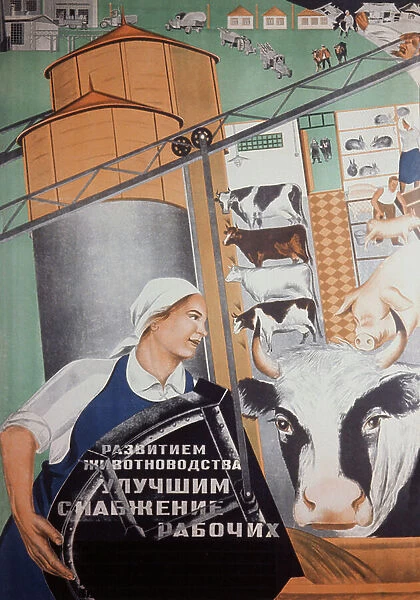 Collectivization of breeding in USSR, ca 1930 (poster)
