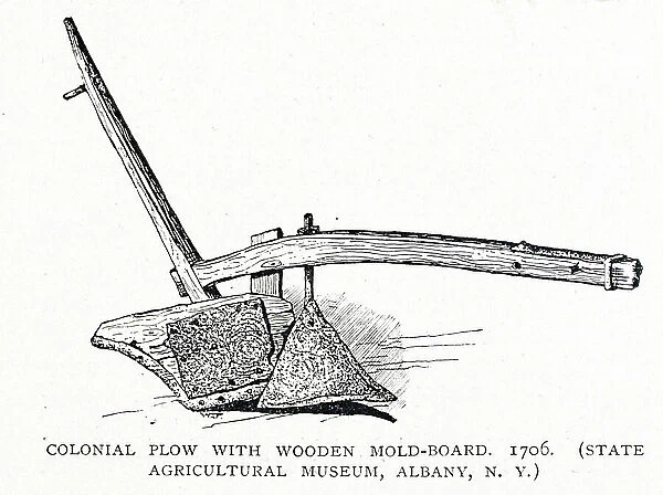 A colonial plough with wooden mold-board