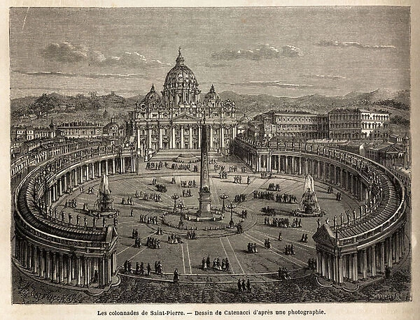 The colonnades of St. Peter in the Vatican, brought by the Bernini (1598-1680) of 1655