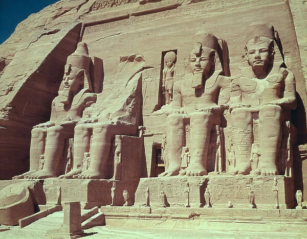 Four colossal figures of the king, from the Temple of Ramesses II, New Kingdom, c