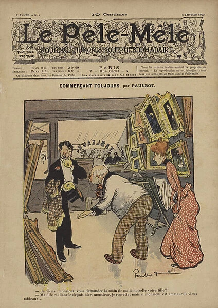 Commercant toujours. Illustration for Le Pele-Mele, 1902 (colour litho)