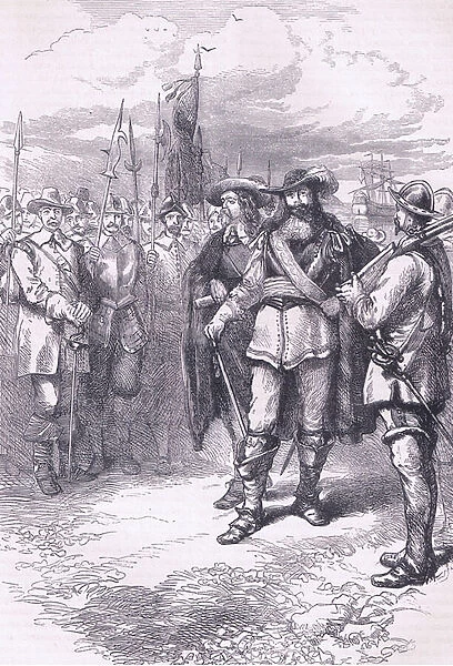 Commissioners landing at Boston 1665, illustration from Cassell