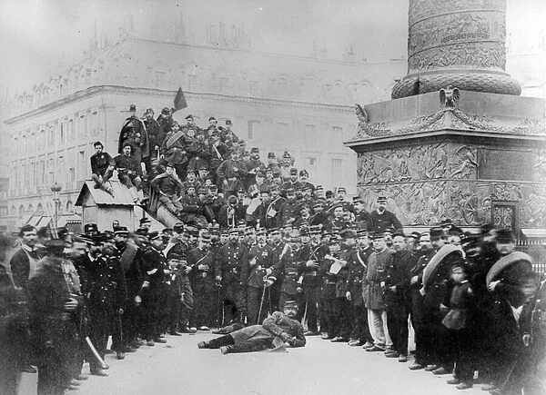 Communards in the Place Vendome during the Paris Commune, 1871 (b  /  w photo)