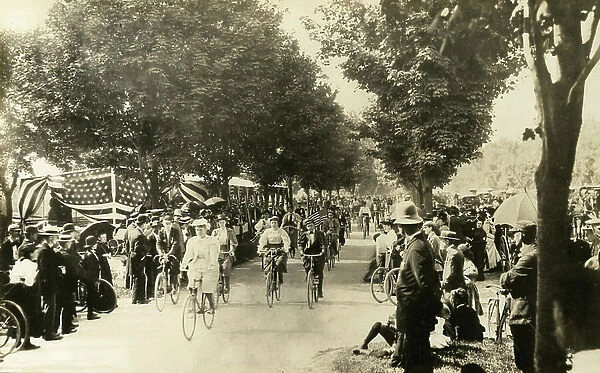 On the Coney Island Boulevard, during the bicycle craze of the 'Effervescent Eighties' and Nineties. c.1880-1900 (photo)