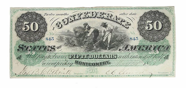 Confederate States 50 Dollar note from Montgomery, Alabama