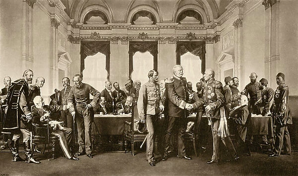 The Congress of Nations in Berlin (Germany), from 13 June to 13 July 1878: Otto von Bismarck welcomes the delegates of the European powers, to revise the terms of the Treaty of San Stefano, imposed by Russia on the Ottoman Empire