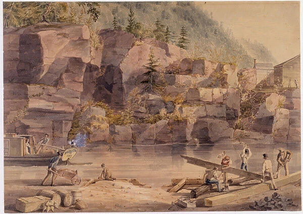 Construction of the Erie Canal (w  /  c on paper)