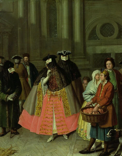 Conversation with masks or the Apples Seller, 1750-60 (oil on canvas)
