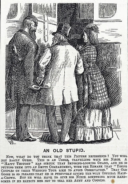 Conversation between a railway guard and passengers, 1871