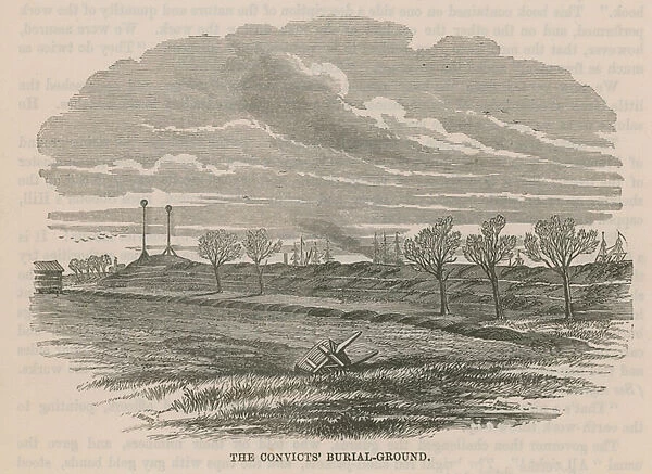The convicts burial ground (engraving)