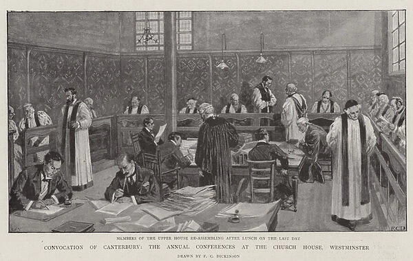 Convocation of Canterbury, the Annual Conferences at the Church House, Westminster (litho)