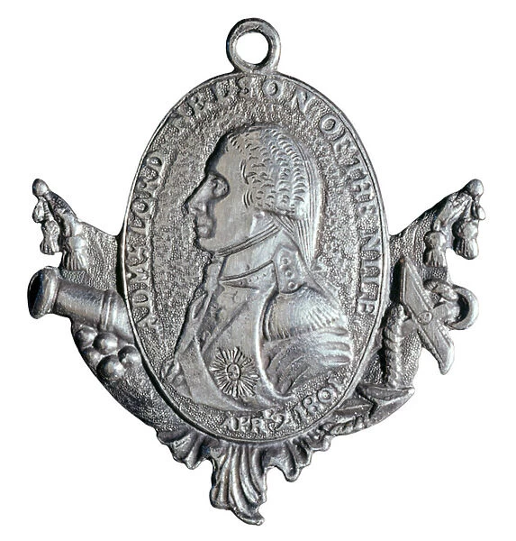 Copenhagen Badge showing Admiral Lord Nelson, 1801 (silver metal)