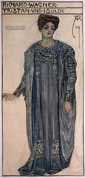 Copy of a costume design for Isolde, for a production of Tristan and Isolde