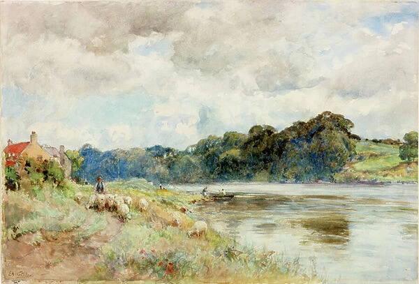 On the Coquet, about 1902 (Watercolour)