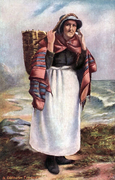 A Cornish fishwife (colour litho)