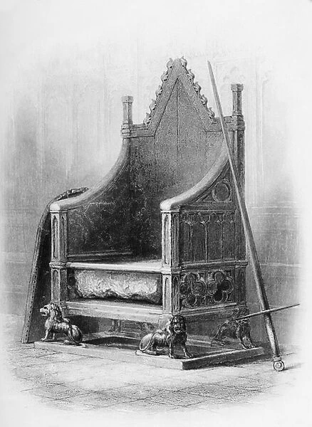 The Coronation Chair at Westminster Abbey (engraving)