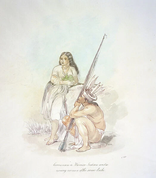 Corrienana warrior Indian and a young woman of the same tribe, c. 1843-50 (watercolour)