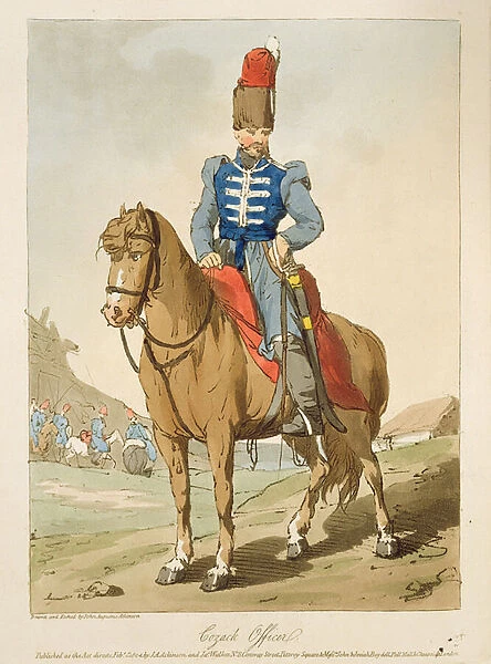 Cossack Officer, etched by the artist, published 1804 (colour litho)
