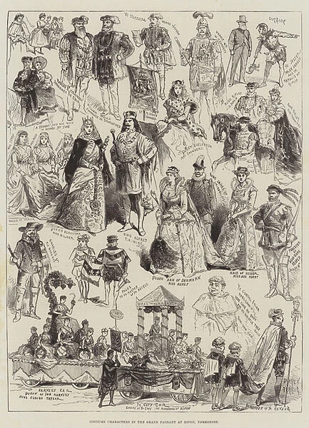 Costume Characters in the Grand Pageant at Ripon, Yorkshire (engraving)