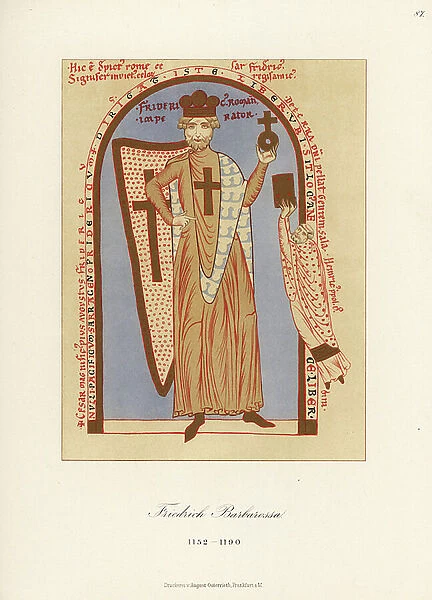 Costume of Frederick I, Holy Roman Emperor, d. 1190, 1889 (chromolithograph)