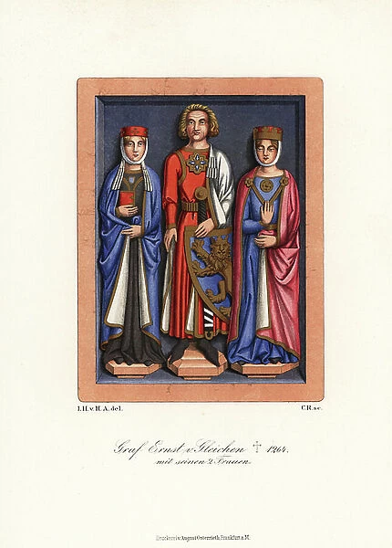Costumes of Count Ernst IV von Gleichen and his wives, 1889 (chromolithograph)