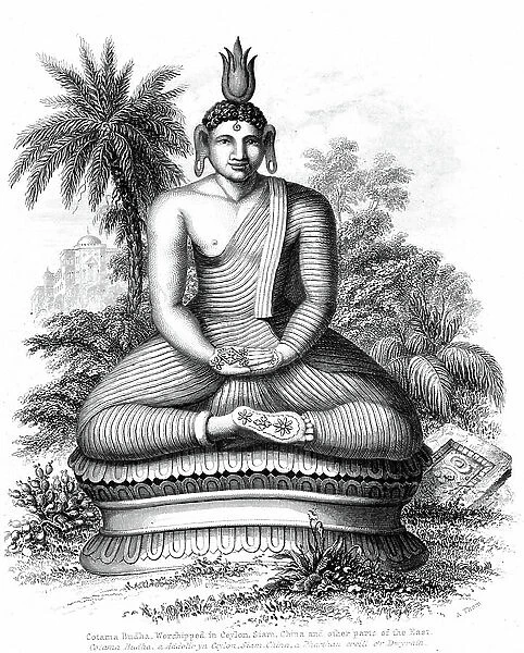 Cotama Buddha, Sri Lanka. Engraving 1880