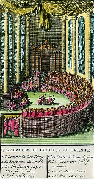 The Council of Trent. Illustration with the description of the members present at