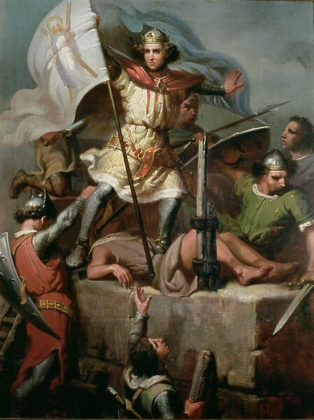 Count Berenguer III Raising the Standard of Barcelona on the Tower of Foix Castle, 1857 (oil on canvas)
