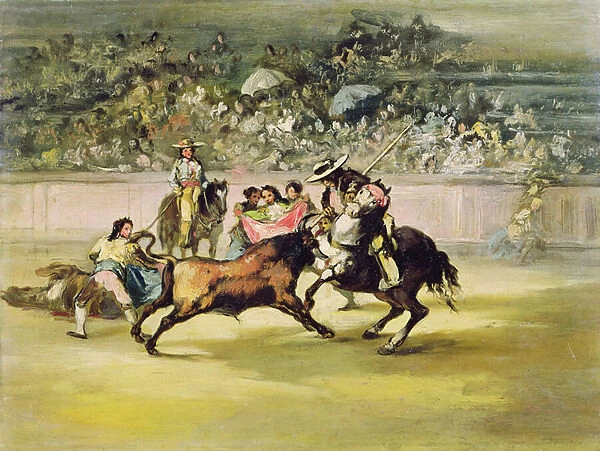 The Courageous Randon fighting a Bull (oil on canvas)