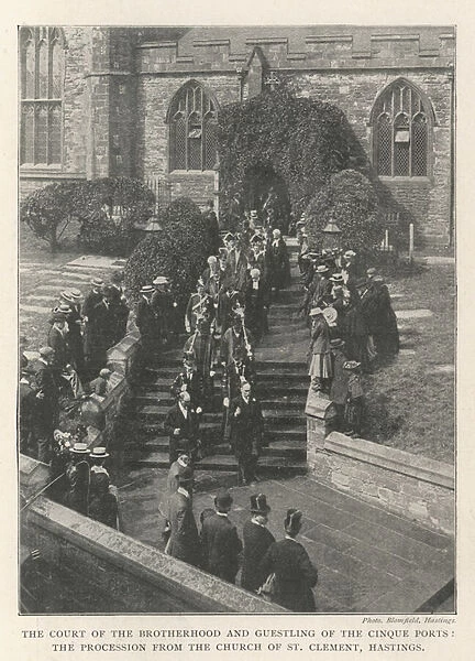 The Court of the Brotherhood and Guestling of the Cinque Ports, the Procession from the Church of St Clement, Hastings (b  /  w photo)