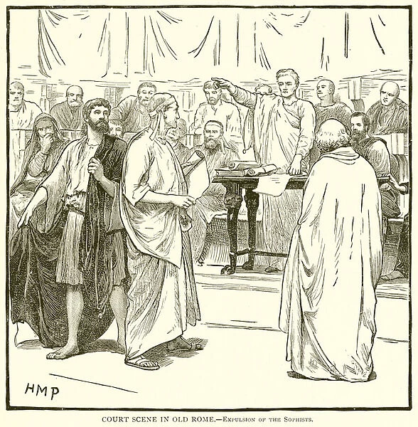 Court Scene in Old Rome. --Expulsion of the Sophists (engraving)