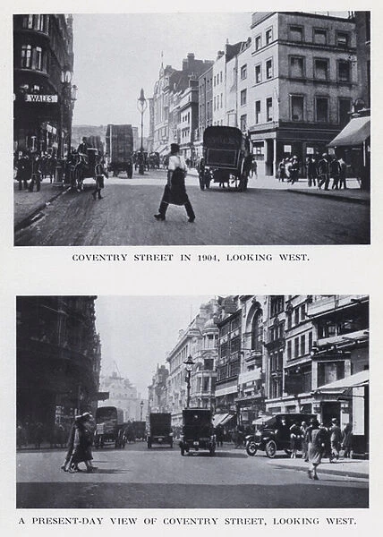 Coventry Street in 1904, looking west; A present-day view of Coventry Street, looking west (b  /  w photo)