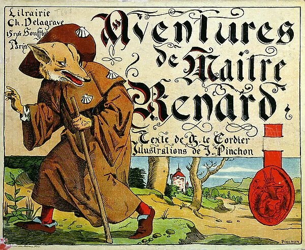 Front cover of The Adventures of Master Renard by G. Le Cordier, c.1900 (colour litho)