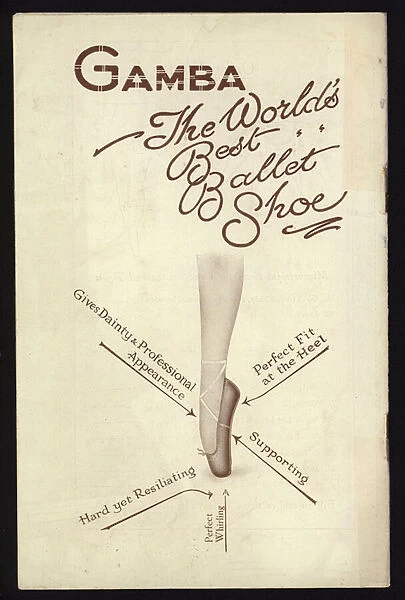 Back cover of Catalogue of Gambas Famous Milan Toe Ballet Shoe (litho)