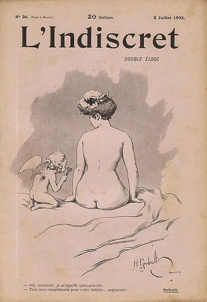 Cover of ' L'Indiscret', Satirique en N & B, 1902_7_2: Amour - Illustration by H. Gerbault (1863-1930)