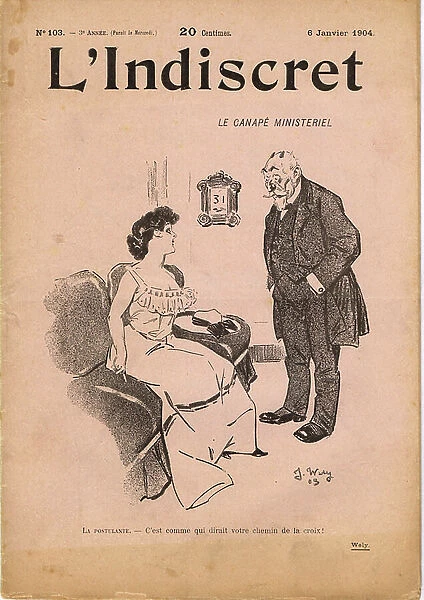 Cover of ' L'Indiscret', Satirique en N & B, 1904_1_6: Combes Emile (1835-1921) Illustration by J Wely