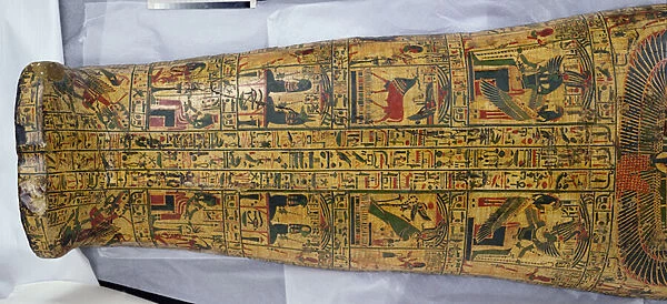 Detail of the cover of the mummy of Nesyamun, possibly found at Deir El-Bahri