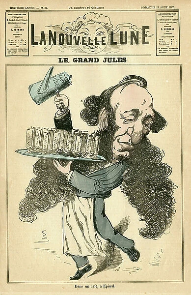 Cover of The New Moon, 1887-8-21 - Le grand Jules - Moustache Beard - Ferry Jules, Waitresses Waitresses