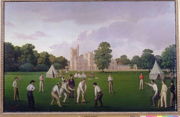 Cricket at Canford Manor, 1855 (oil on canvas)