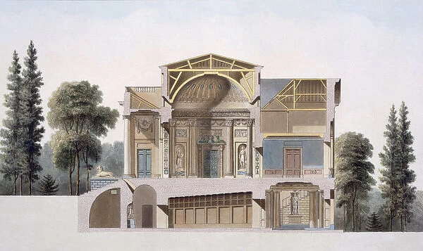 Cross section of a country house in Laeken, from Choix des Monuments