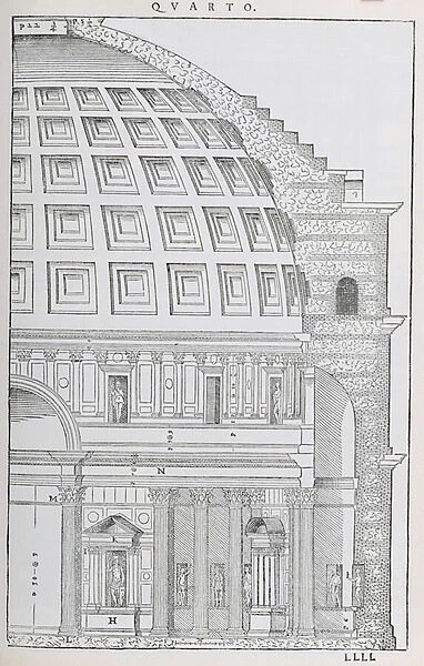 Cross section of the Pantheon, illustration from a facsimile copy of