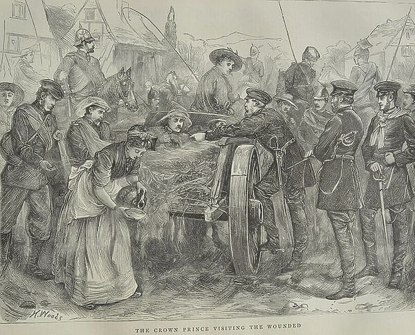The Crown Prince Visiting the Wounded, 1870 (engraving)