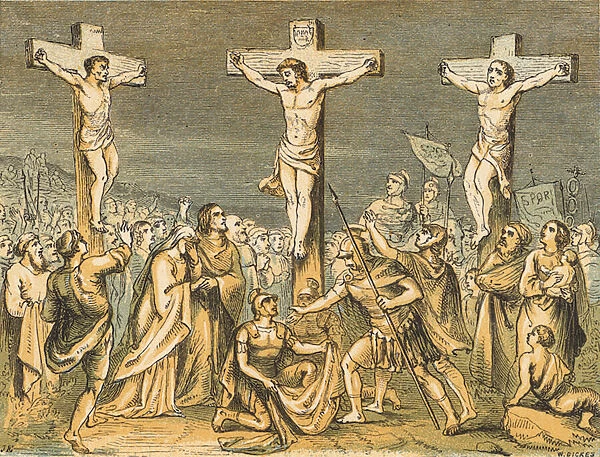 The Crucifixion (coloured engraving)