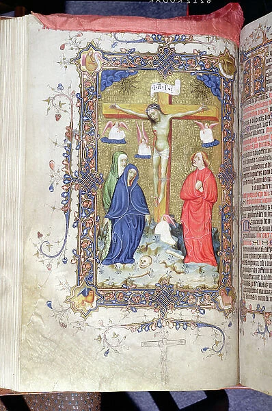 The Crucifixion, miniature by the so-called Johannes associate of the Hermann Schere Workshop, 1398 (parchment)
