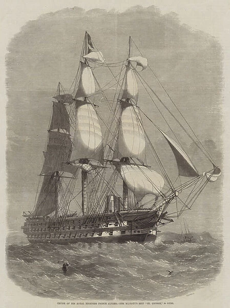 Cruise of His Royal Highness Prince Alfred, Her Majestys Ship 'St George, '90 Guns (engraving)