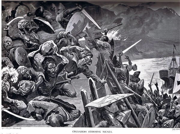 Crusaders Storming Nicaea, illustration from Hutchinson