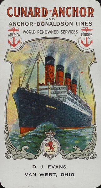 Cunard Ship - Aquitania (chromolitho)