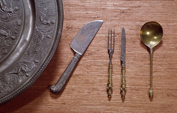 Cutlery (fork, knife, spoon) from the Renaissance period
